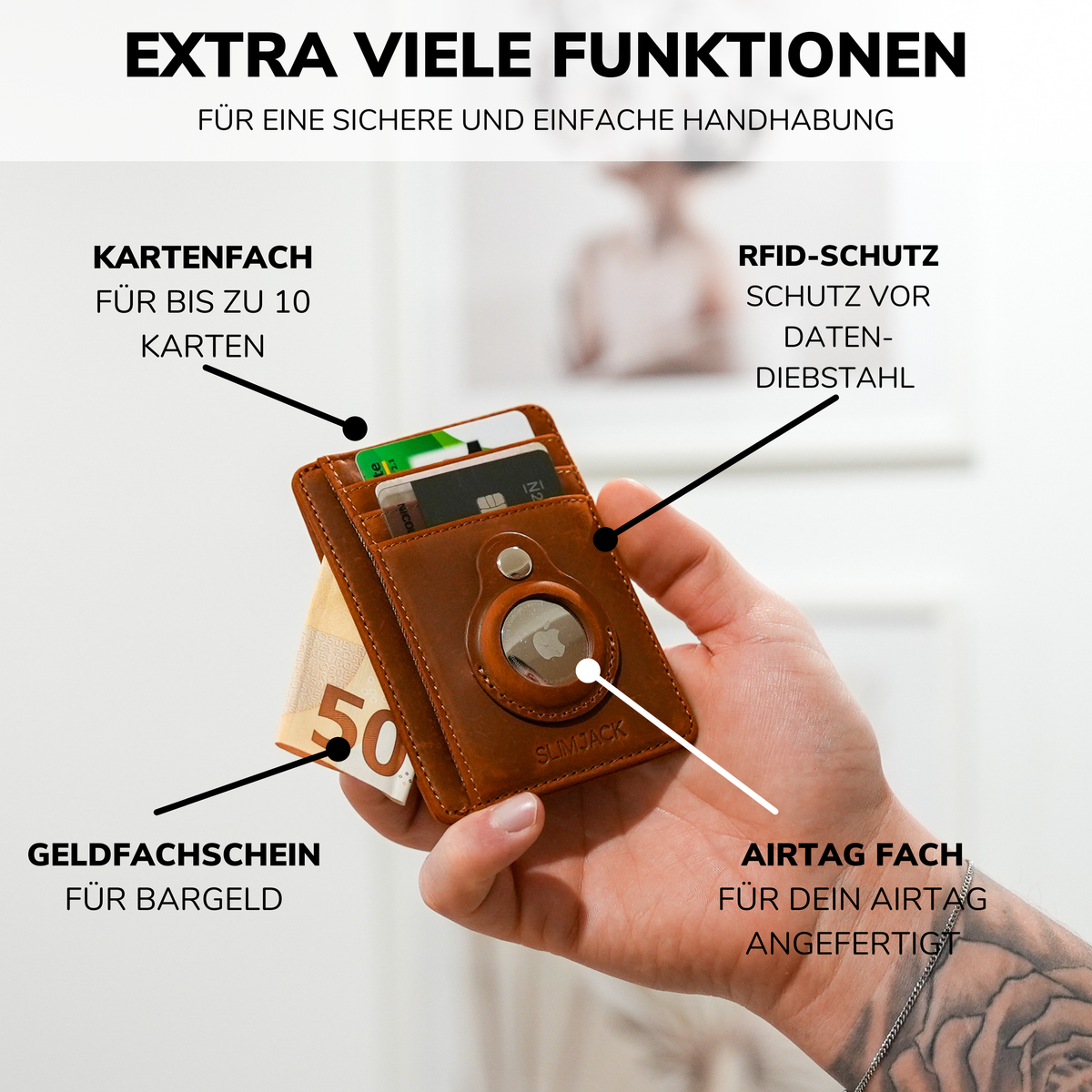 SLIMJACK® Wallet con hueco para AirTag