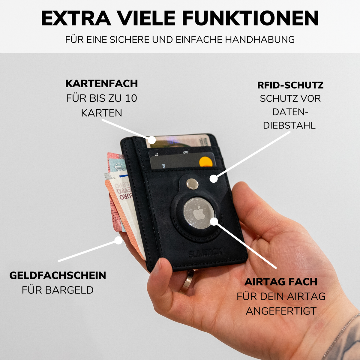 SLIMJACK® Wallet con hueco para AirTag