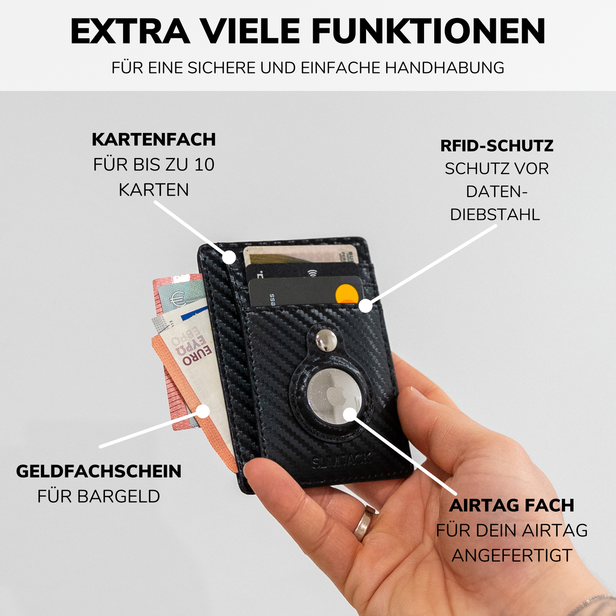 SLIMJACK® Wallet con hueco para AirTag